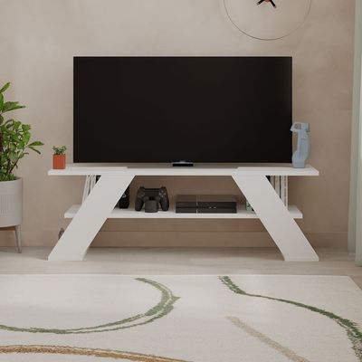 Farfalla Tv Stand Up To 50 Inches With Storage - White - 2 Years Warranty