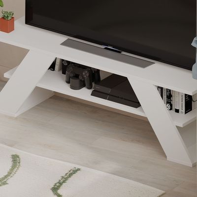 Farfalla Tv Stand Up To 50 Inches With Storage - White - 2 Years Warranty