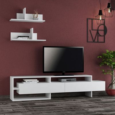 Gara TV Unit Up To 60 Inches With Storage - White - 2 Years Warranty