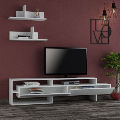 Gara TV Unit Up To 60 Inches With Storage - White - 2 Years Warranty