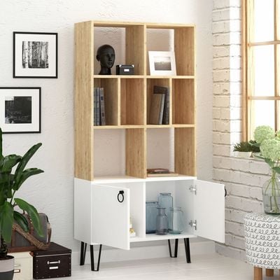 Mourah Bene Bookcase - Oak/White - 2 Years Warranty