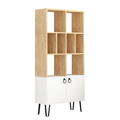 Mourah Bene Bookcase - Oak/White - 2 Years Warranty