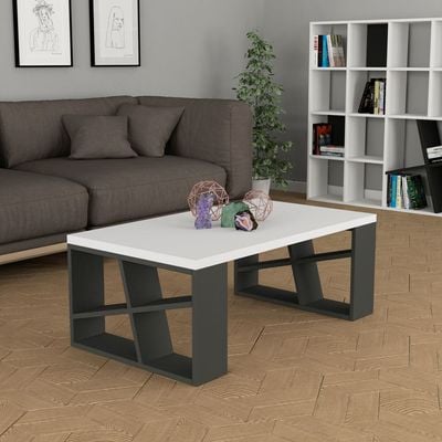 Mourah Honey Coffee Table - White/Anthracite - 2 Years Warranty