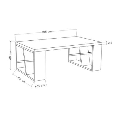 Mourah Honey Coffee Table - White/Anthracite - 2 Years Warranty