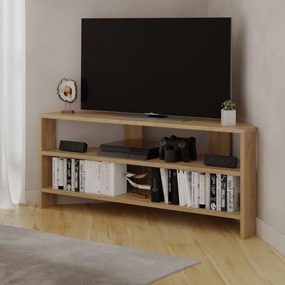 Thales TV Stand Up To 43 Inches With Storage - Oak - 2 Years Warranty