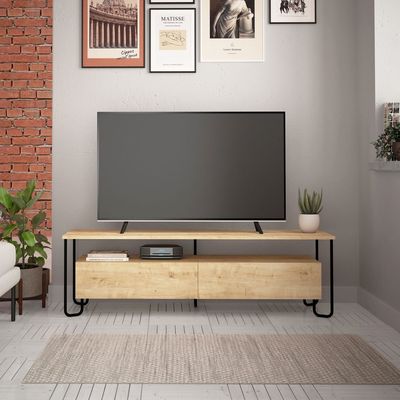 Cornea TV Stand Up To 60 Inches With Storage - Oak - 2 Years Warranty