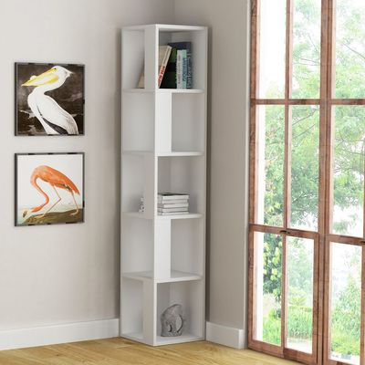 Mourah Piano Corner Bookcase - White - 2 Years Warranty