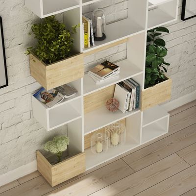 Mourah Niho Bookcase - White/Oak - 2 Years Warranty