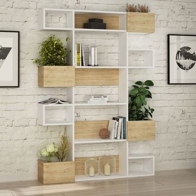 Mourah Niho Bookcase - White/Oak - 2 Years Warranty