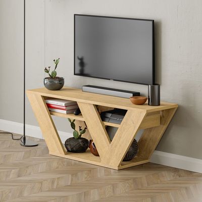 Pipralla Tv Stand Up To 43 Inches With Storage - Oak - 2 Years Warranty