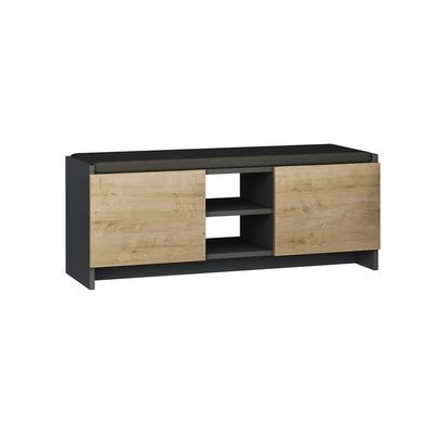 Mourah Zulla Bench & Shoe Cabinet - 8 Pairs - Anthracite/Oak - 2 Years Warranty