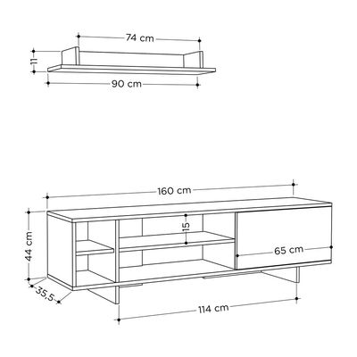 Mourah Stockton Tv Unit Up To 65 Inches With Storage - Oak/Anthracite - 2 Years Warranty