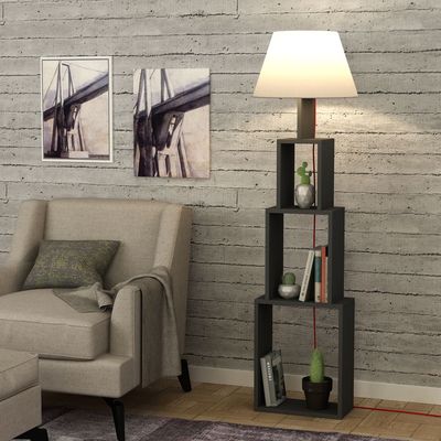 Tower Floor Lamp  - Anthracite/Light Brown -2 Years Warranty
