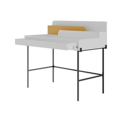 Leila Working Table With Storage - White/Mustard  - 2 Years Warranty