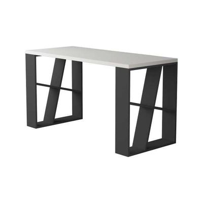 Mourah Honey Working Table With Storage - White/Anthracite  - 2 Years Warranty