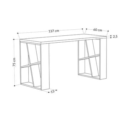 Mourah Honey Working Table With Storage - White/Anthracite  - 2 Years Warranty