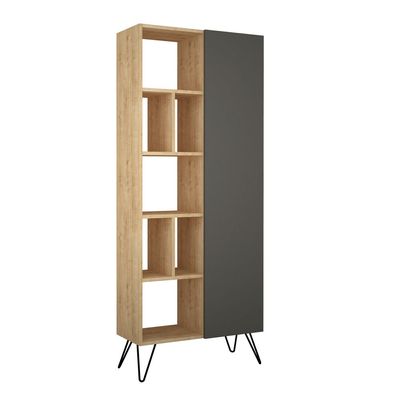 Jedda Bookcase - Oak/Anthracite - 2 Years Warranty