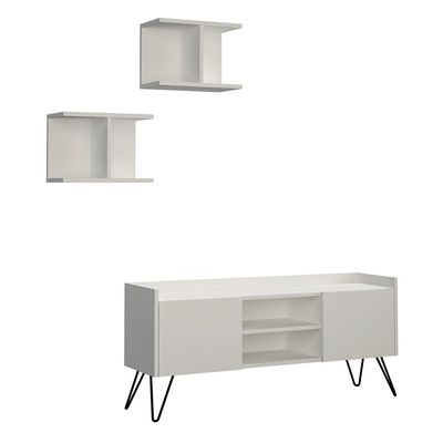 Klappe TV Unit Up To 50 Inches With Storage - White/White - 2 Years Warranty
