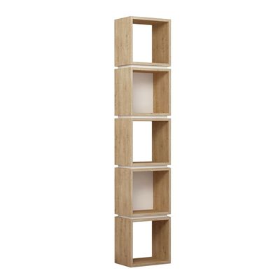 Mourah Multi Corner Bookcase - Oak/White - 2 Years Warranty