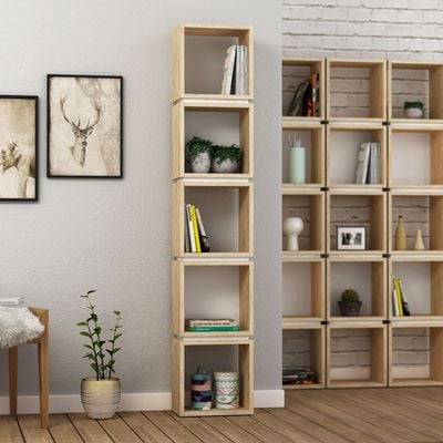 Mourah Multi Corner Bookcase - Oak/White - 2 Years Warranty