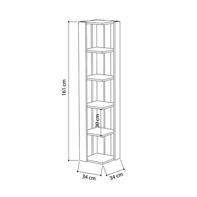 Mourah Nati Corner Bookcase - Anthracite - 2 Years Warranty