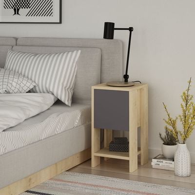 Mourah Ema Nightstand - Oak/Anthracite - 2 Years Warranty