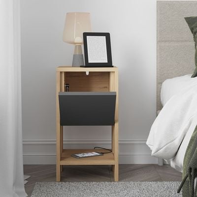 Mourah Ema Nightstand - Oak/Anthracite - 2 Years Warranty