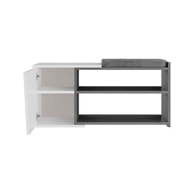 Mourah Fiona Bench & Shoe Cabinet - 8 Pairs - Anthracite/White - 2 Years Warranty