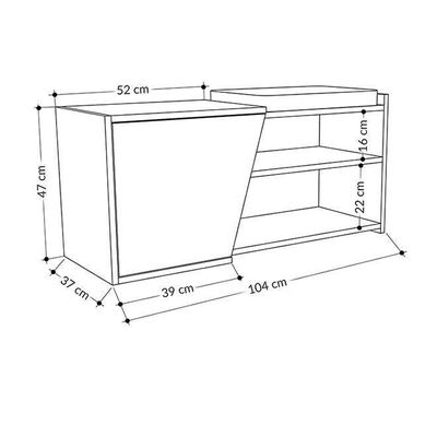 Mourah Fiona Bench & Shoe Cabinet - 8 Pairs - Anthracite/White - 2 Years Warranty