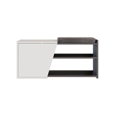 Mourah Fiona Bench & Shoe Cabinet - 8 Pairs - Anthracite/White - 2 Years Warranty