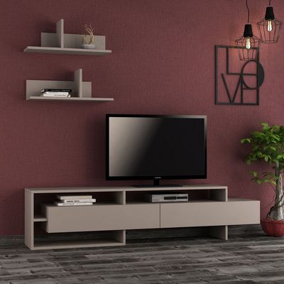 Gara TV Unit Up To 60 Inches With Storage - Light Mocha - 2 Years Warranty