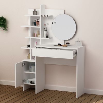 Mourah Mup Dressing Table With Storage - White - 2 Years Warranty