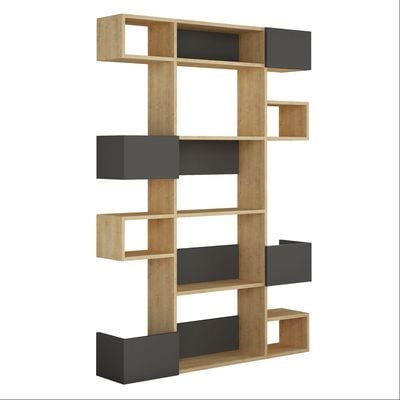 Mourah Niho Bookcase - Oak/Anthracite - 2 Years Warranty