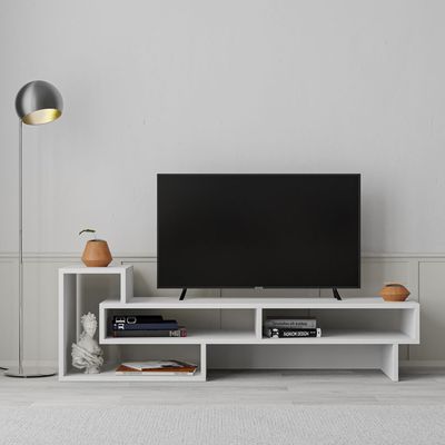 Mourah Tetra Tv Stand Up To 43 Inches With Storage - White - 2 Years Warranty