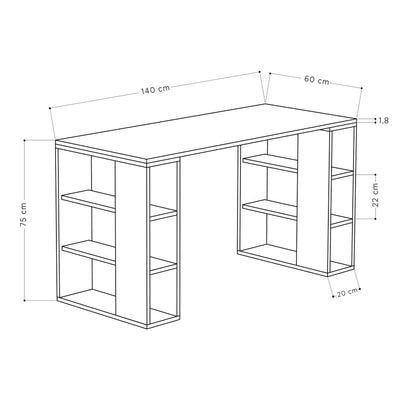 Mourah Colmar Working Table With Storage - White/Light Mocha - 2 Years Warranty