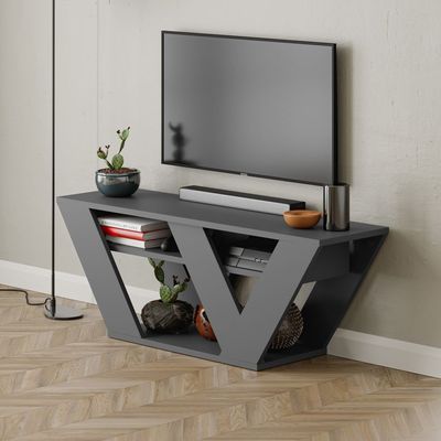 Mourah Pipralla Tv Stand Up To 43 Inches With Storage - Anthracite - 2 Years Warranty