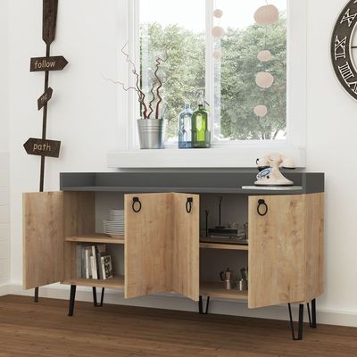 Mourah Dea Console - Oak/Anthracite - 2 Years Warranty