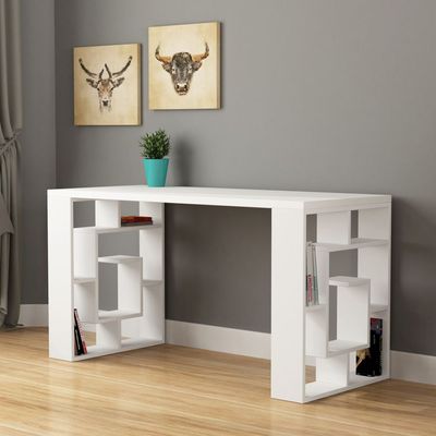 Mourah Labirent Working Table With Storage - White  - 2 Years Warranty