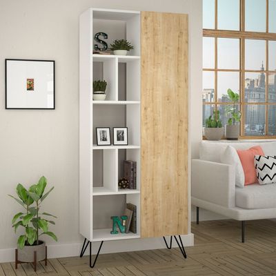 Mourah Jedda Bookcase - White/Oak - 2 Years Warranty