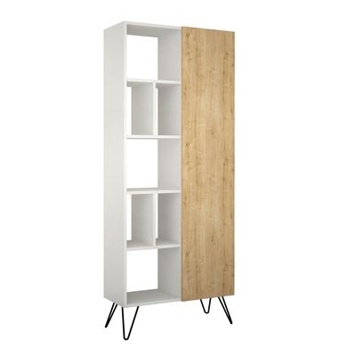 Mourah Jedda Bookcase - White/Oak - 2 Years Warranty