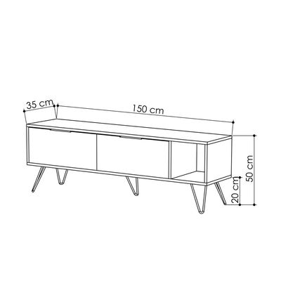 Mourah Furoki Tv Stand Up To 60 Inches With Storage - White/Anthracite - 2 Years Warranty