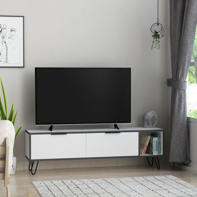 Mourah Furoki Tv Stand Up To 60 Inches With Storage - White/Anthracite - 2 Years Warranty