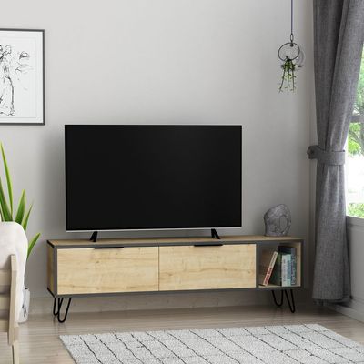 Mourah Furoki Tv Stand Up To 60 Inches With Storage - Oak/Anthracite - 2 Years Warranty