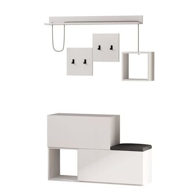 Mourah Holdon Hall Stand & Shoe Cabinet - 8 Pairs - White - 2 Years Warranty