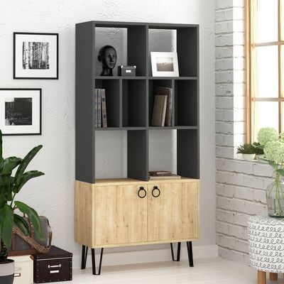 Mourah Bene Bookcase - Anthracite/Oak - 2 Years Warranty