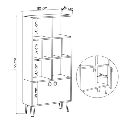 Mourah Bene Bookcase - Anthracite/Oak - 2 Years Warranty