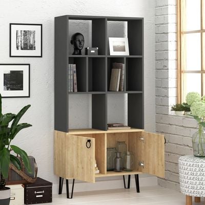 Mourah Bene Bookcase - Anthracite/Oak - 2 Years Warranty