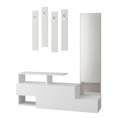 Mourah Ramda Hall Stand & Shoe Cabinet - 8 Pairs - White - 2 Years Warranty