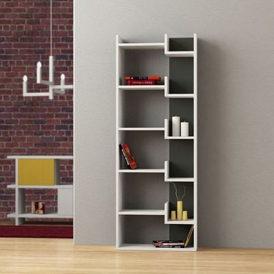 Mourah Oppa Bookcase - White/Anthracite - 2 Years Warranty