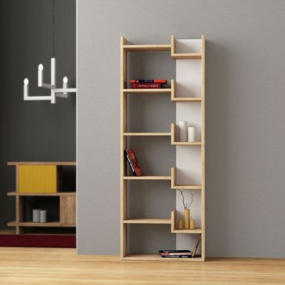 Mourah Oppa Bookcase - Oak/White - 2 Years Warranty